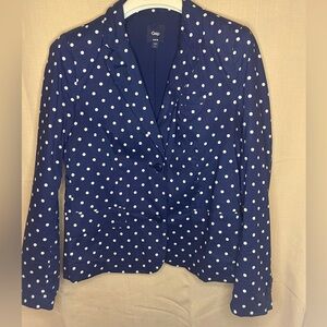 Gap Navy white Polka Dot Women's Blazer button up preppy classic Career size 6